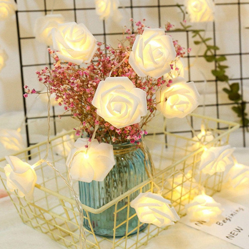 Valentines Day Decor 2 Meters 20 Lights Battery Box with Flashing 3 AA Battery Operated Flower Rose String Light Lamp Any Scene