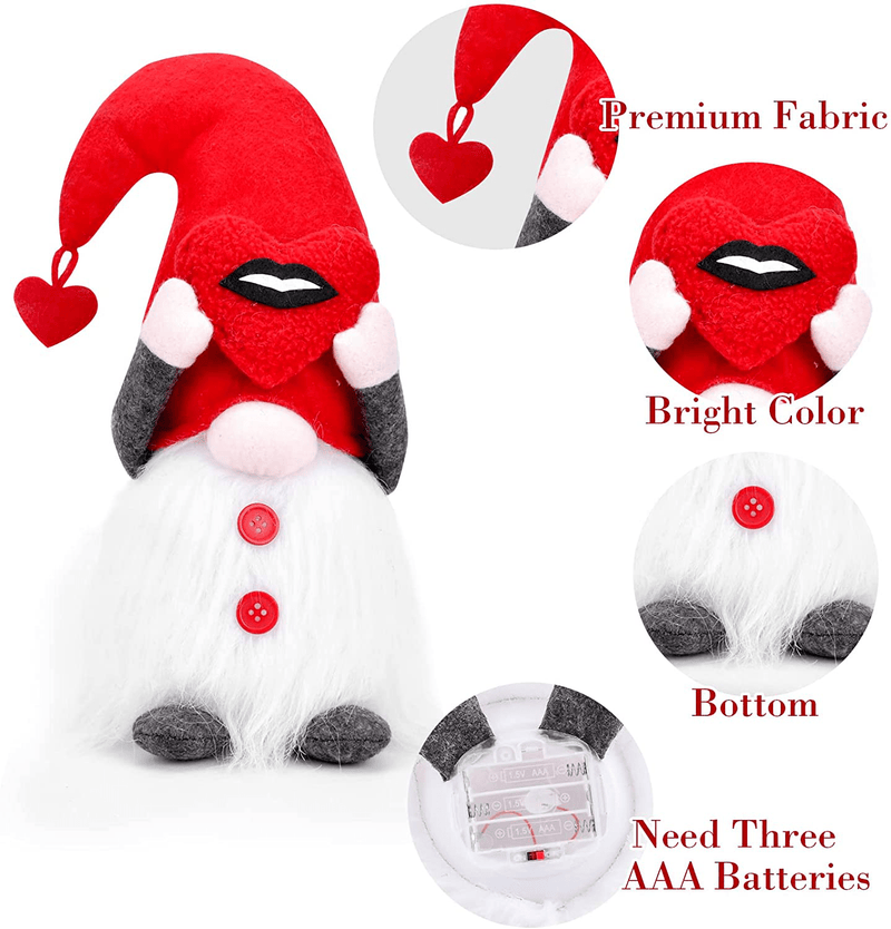 Valentines Day Decor 2 PCS Gnomes Plush Doll with LED Lights for Sweet Valentine'S Day Gifts Presents Home Decor Tabletop Figurines,Mr and Mrs Handmade Dwarf Ornaments Decorations for Holiday Home & Garden > Decor > Seasonal & Holiday Decorations YADOO   