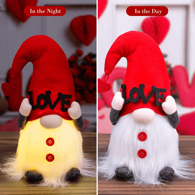 Valentines Day Decor 2 PCS Gnomes Plush Doll with LED Lights for Sweet Valentine'S Day Gifts Presents Home Decor Tabletop Figurines,Mr and Mrs Handmade Dwarf Ornaments Decorations for Holiday Home & Garden > Decor > Seasonal & Holiday Decorations YADOO   