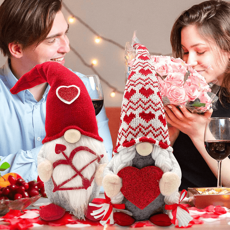 Valentines Day Decor 2Pcs Valentine Gnomes Plush Decorations Valentines Day Decoration Valentines Home Table Elf Gnomes Decor Ornaments Sweet Valentines Day Gifts Home & Garden > Decor > Seasonal & Holiday Decorations Teeker   