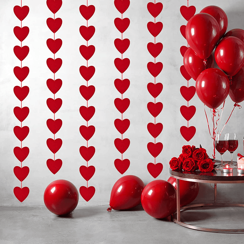 Valentines Day Decor 3 Strings 78 PCS Red Heart NO DIY Hanging String Garland, Valentines Day Decoration Heart Felt Garland for Home Indoor,Valentines Day Wedding Anniversary Birthday Party Supplies Arts & Entertainment > Party & Celebration > Party Supplies Inngeroo   