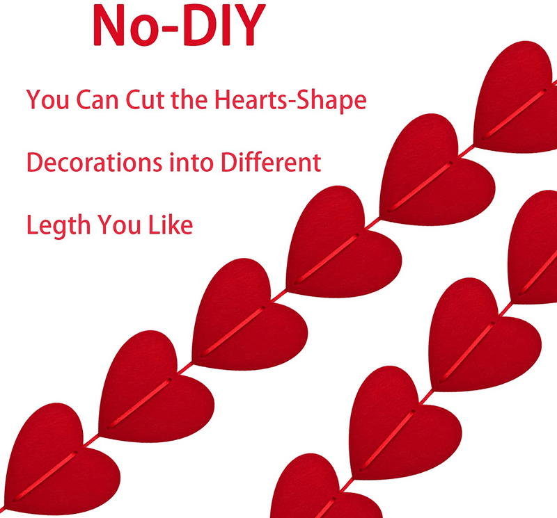 Valentines Day Decor 3 Strings 78 PCS Red Heart NO DIY Hanging String Garland, Valentines Day Decoration Heart Felt Garland for Home Indoor,Valentines Day Wedding Anniversary Birthday Party Supplies Home & Garden > Decor > Seasonal & Holiday Decorations Inngeroo   