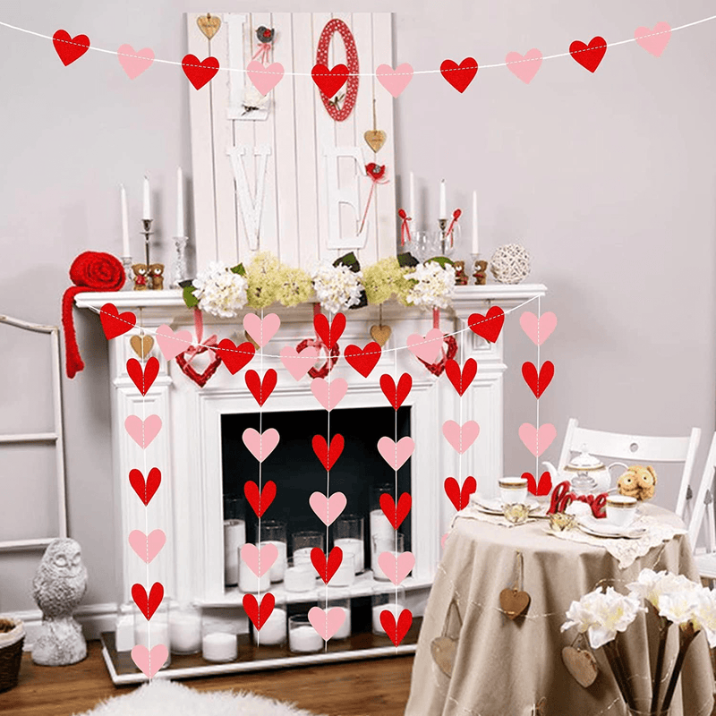 Valentines Day Decor 8Pack Heart Banner Garlands Valentines Party Decorations Supplies Wedding Banner Engagement Banner Photo Props Valentines Decoration Heart Banners Home Party Decors 80 Hearts Arts & Entertainment > Party & Celebration > Party Supplies WOPUNOS   