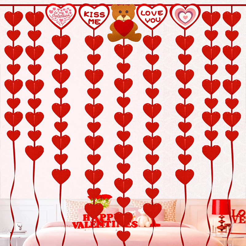 Valentines Day Decor 91 Pcs Felt Heart Garland Banner Valentines Day Decorations for the Home No DIY Hanging Heart String Garland for Valentines Party Valentines Decor Anniversary Home Decorations Arts & Entertainment > Party & Celebration > Party Supplies Lovinland   