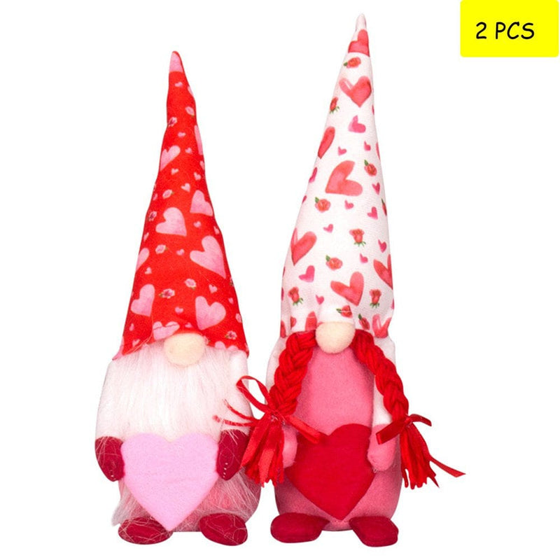 Valentines Day Decor - FUWAXUNG 2PCS Valentine Gnomes Plush Decorations Valentines Day Decoration,Valentine'S Day Home Table Elf Gnomes Decor Rudolph Doll Wedding Ornaments Gift (2PCS) Home & Garden > Decor > Seasonal & Holiday Decorations Fuwaxung Pattern 4  