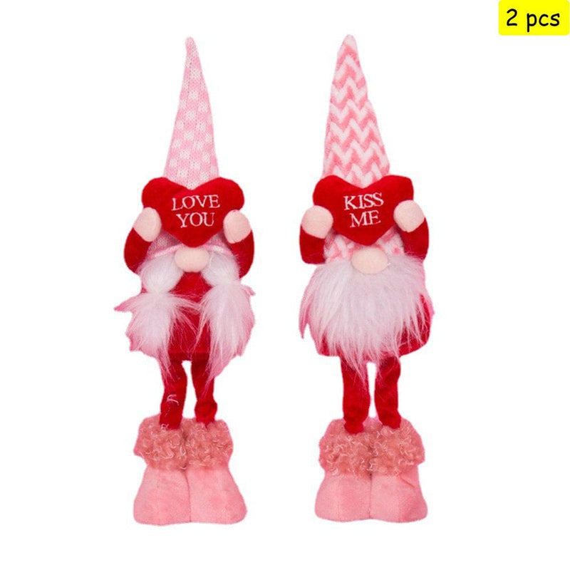 Valentines Day Decor - FUWAXUNG 2PCS Valentine Gnomes Plush Decorations Valentines Day Decoration,Valentine'S Day Home Table Elf Gnomes Decor Rudolph Doll Wedding Ornaments Gift (2PCS) Home & Garden > Decor > Seasonal & Holiday Decorations Fuwaxung Pattern 5  