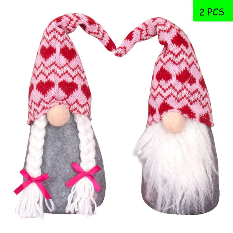 Valentines Day Decor - FUWAXUNG 2PCS Valentine Gnomes Plush Decorations Valentines Day Decoration,Valentine'S Day Home Table Elf Gnomes Decor Rudolph Doll Wedding Ornaments Gift (2PCS) Home & Garden > Decor > Seasonal & Holiday Decorations Fuwaxung Pattern 3  
