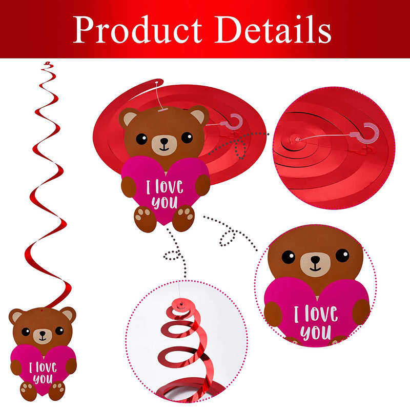 Valentines Day Decor Heart Tassel 30 PCS, Valentines Day Decoration Heart Teddy Bear Cupid Swirl Decor, Valentines Day Decorations for the Home Hanging Decor for Ceiling Romantic Party Supplies