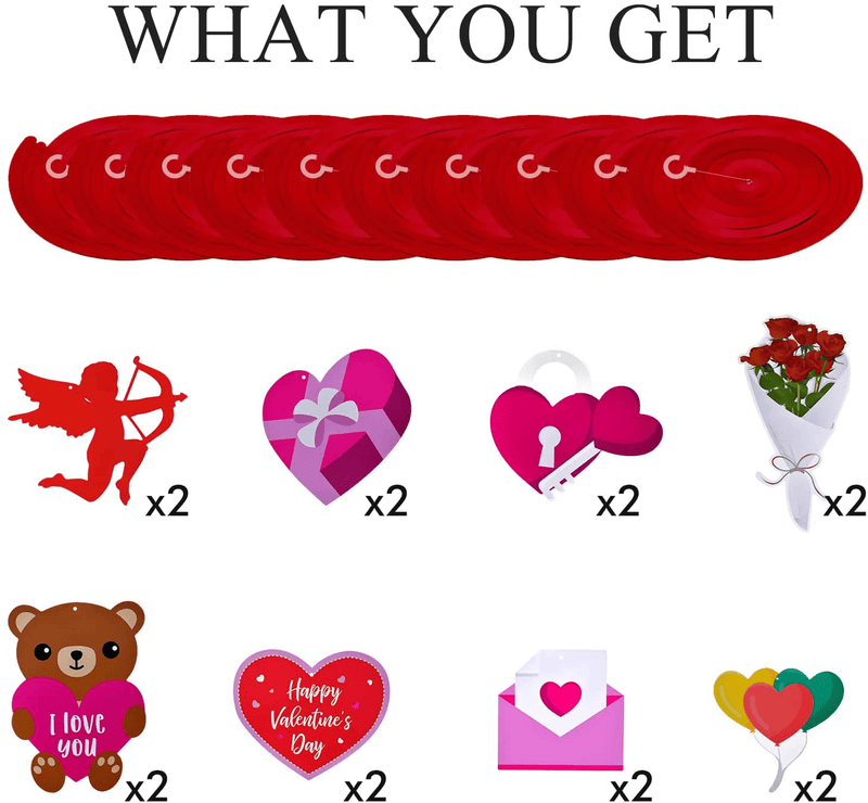 Valentines Day Decor Heart Tassel 30 PCS, Valentines Day Decoration Heart Teddy Bear Cupid Swirl Decor, Valentines Day Decorations for the Home Hanging Decor for Ceiling Romantic Party Supplies Home & Garden > Decor > Seasonal & Holiday Decorations Likeny   