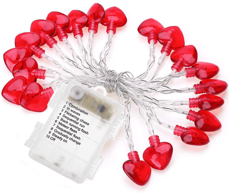 Valentines Day Decor Love LED Lights, 30 Leds 9.8Ft/3M Flashing String Lights Battery Operated for Wedding/ Anniversary/ Party/ Valentines Day/ Birthday Party/ DIY Home Mantel Decoration (Heart Shape) Home & Garden > Decor > Seasonal & Holiday Decorations Epesl Redness  