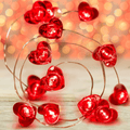 Valentines Day Decor Red Heart String Lights, 13FT 40 Leds Fairy Lights Battery Operated for Valentine'S Day Wedding Mother'S Day Anniversary Bedroom Birthday Party Decorations Indooor Outdoor Home & Garden > Decor > Seasonal & Holiday Decorations Roberly Red  