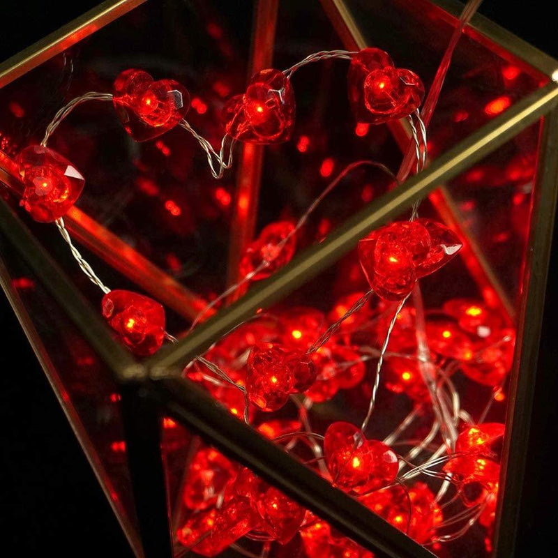 Valentines Day Decor Red Love Heart Shaped Fairy String Lights Battery Powered with Remote & Timer 10FT 40 Leds Twinkle String Lights Home & Garden > Decor > Seasonal & Holiday Decorations Pinmu   