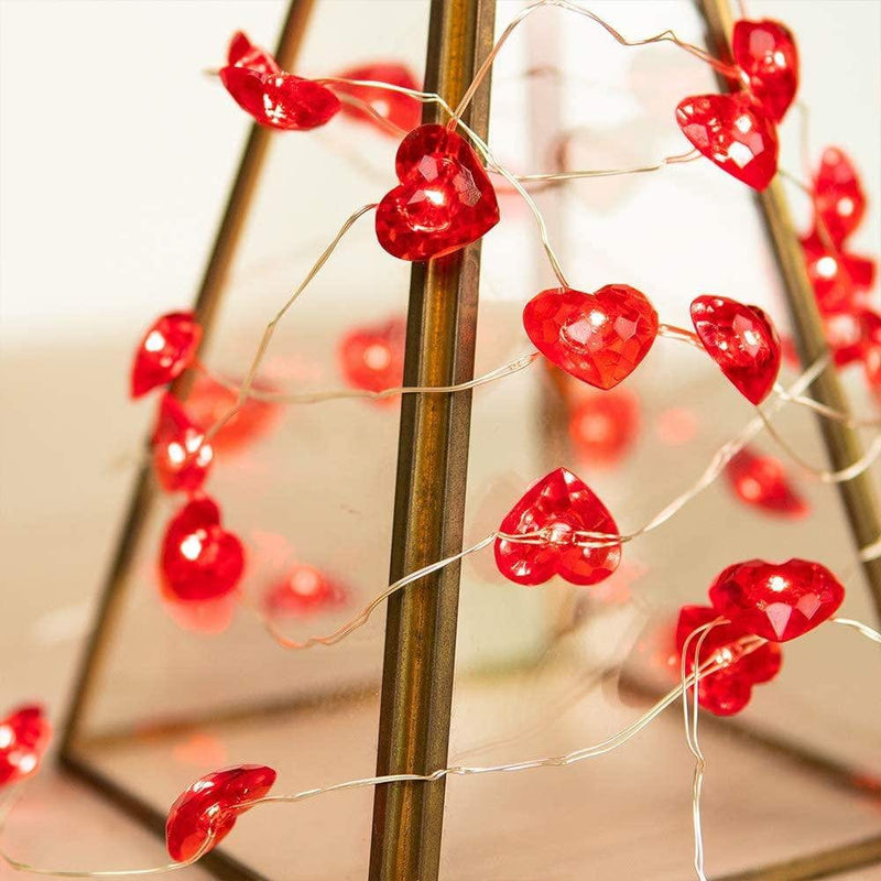 Valentines Day Decor Red Love Heart Shaped Fairy String Lights Battery Powered with Remote & Timer 10FT 40 Leds Twinkle String Lights Home & Garden > Decor > Seasonal & Holiday Decorations Pinmu   