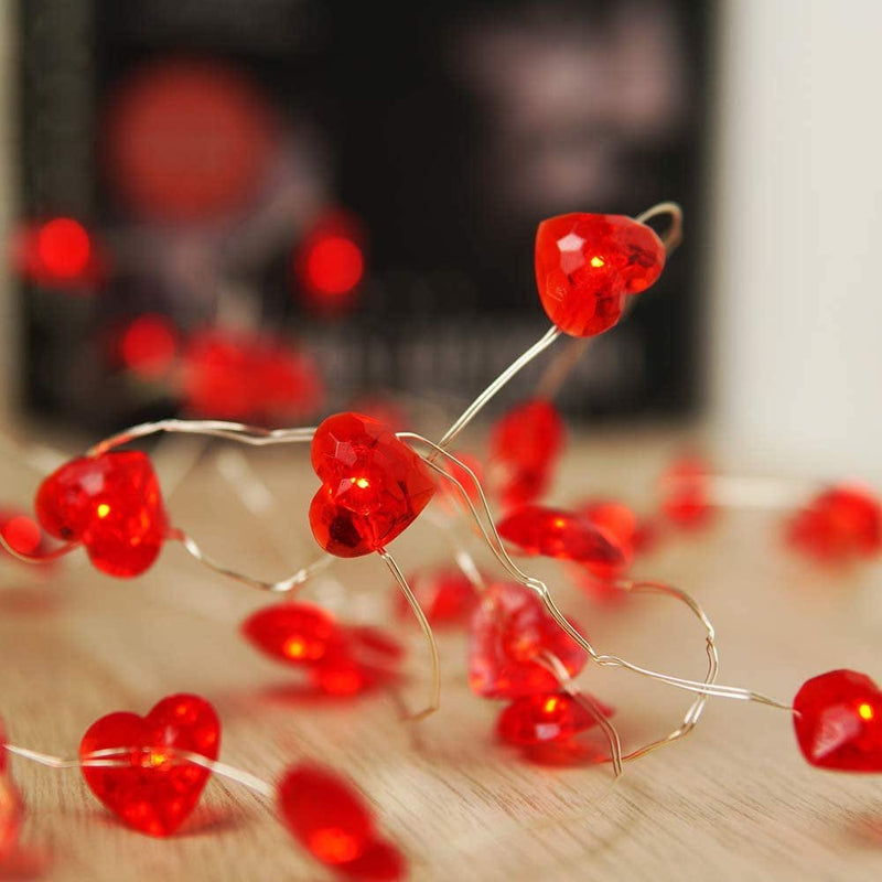 Valentines Day Decor String Lights Red Love Heart Lights 10FT 40Leds Home & Garden > Decor > Seasonal & Holiday Decorations VBS   