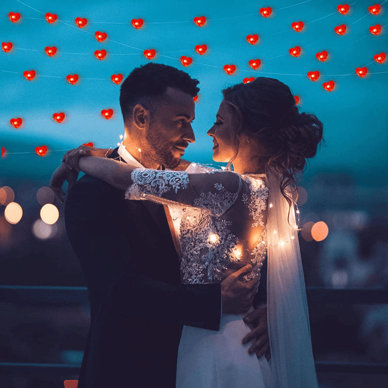Valentines Day Decor, Valentines Day Decoration 16Ft 50LED Red Heart Shaped String Lights with Remote, Valentines Day Decorations for Home Indoor Outdoor on Wedding Anniversary Birthday Party Home & Garden > Decor > Seasonal & Holiday Decorations Tmacker   