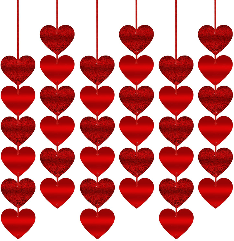 Valentines Day Decor, Valentines Day Decoration Red Heart Hanging String Garland-12 PCS, Valentines Day Decorations for the Home Office Romantic Engagement Wedding Anniversary Birthday Party Supplies