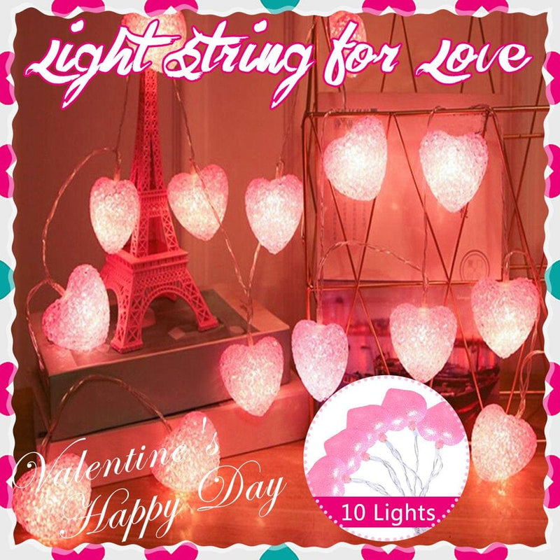 Valentines Day Decorations Lights Love Theme Lights Battery Operated 1.5M Long 10 Lights for Indoor Outdoor Home Home & Garden > Decor > Seasonal & Holiday Decorations Mnycxen   