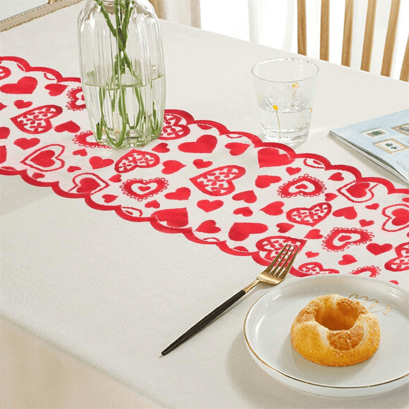 Valentines Day Decorations Table Runner, 13 X 71 Inch Lace Heart Table Runner for Wedding Party Anniversary Valentine’S Day Sweetest Day Dinner Supplies and Daily Use Home Decor Home & Garden > Decor > Seasonal & Holiday Decorations RioGree   