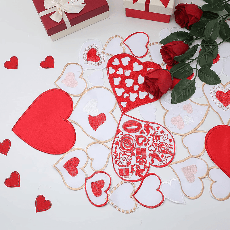 Valentines Day Decorations Table Runner Red Table Runner Lace Table Runner 4 Pcs Placemats Embroidered Love Heart Table Runner for Wedding, Engagements, Romantic Events or Parties, 15 X 69 Inch Home & Garden > Decor > Seasonal & Holiday Decorations Tatuo   
