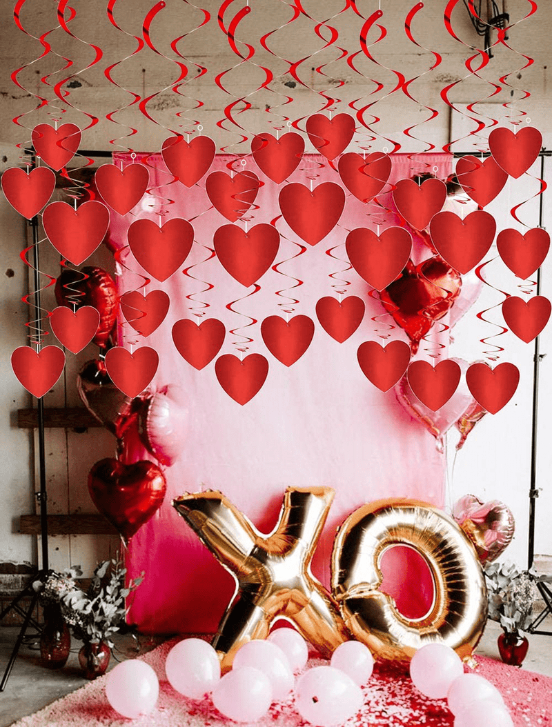 Valentines Day Decorations Valentine Decorations Wedding Anniversary Decorations Red Heart Hanging Swirls Pack of 30 Hanging Heart Swirls Valentines Day Decor Valentines Day Hanging Decorations Arts & Entertainment > Party & Celebration > Party Supplies HappyField   