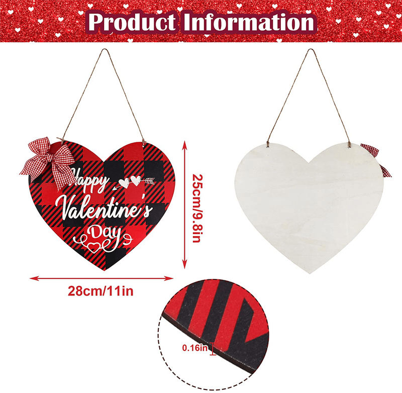 Valentines Day Door Sign - Happy Valentines Day Sign Farmhouse Decor - Valentines Day Decor Front Door Decor - Red and Black Buffalo Check Plaid Wall Plaque- Valentines Day Decorations for Home Home & Garden > Decor > Seasonal & Holiday Decorations Lairyan   