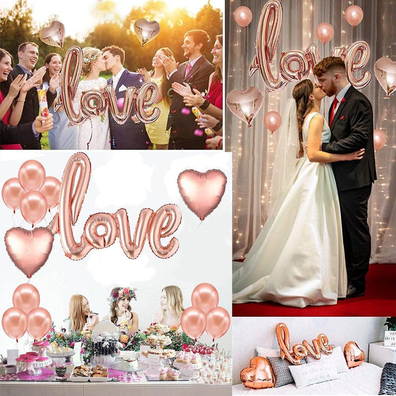 Valentines Day Engagement Party Supplies - 41.7Inch Latex Big Rose Gold Love Balloons for Anniversary Events Decorations and Sweet Engagement Decorations for Lovers Arts & Entertainment > Party & Celebration > Party Supplies Syenll   