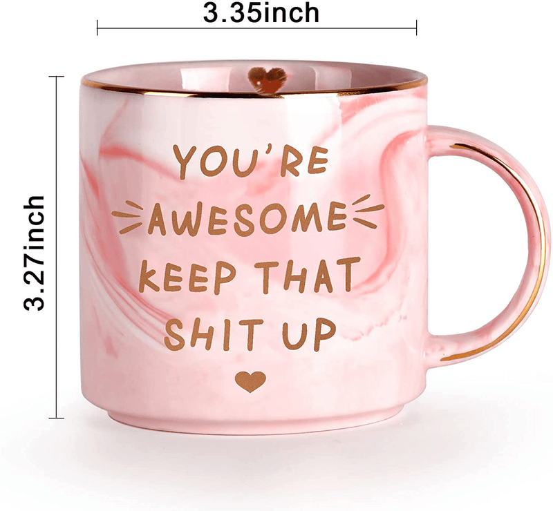 Valentines Day Gifts for Her, Funny Gifts for Women Mom Wife Girlfriend Grandma, Pink Marble Ceramic Coffee Mug-12 OZ, Unique Women Gifts for Birthday Christmas Valentine'S Day Anniversary Mothers Day