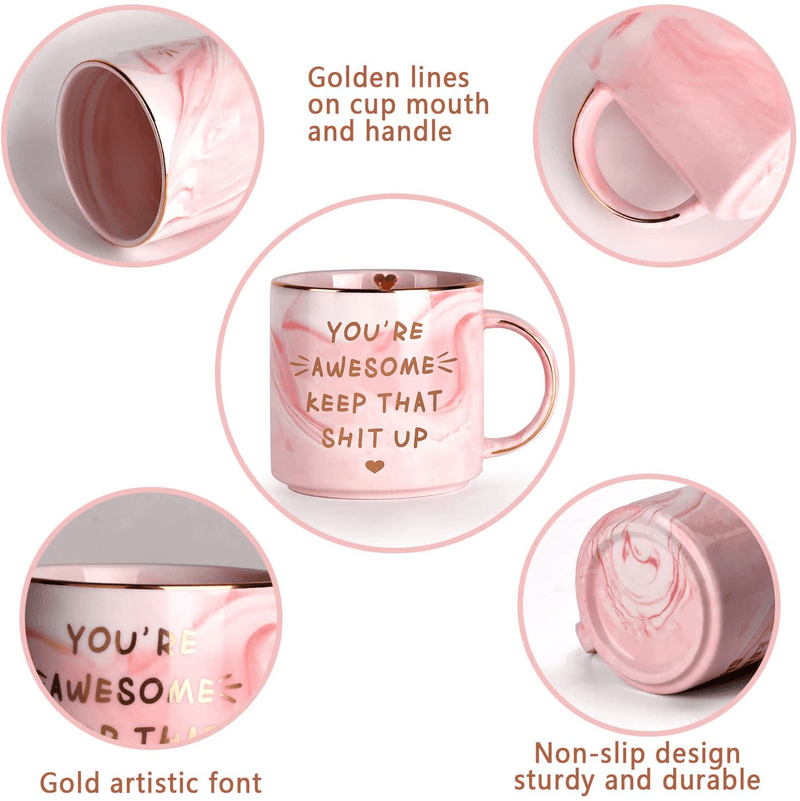 Valentines Day Gifts for Her, Funny Gifts for Women Mom Wife Girlfriend Grandma, Pink Marble Ceramic Coffee Mug-12 OZ, Unique Women Gifts for Birthday Christmas Valentine'S Day Anniversary Mothers Day Home & Garden > Kitchen & Dining > Tableware > Drinkware Wareon   