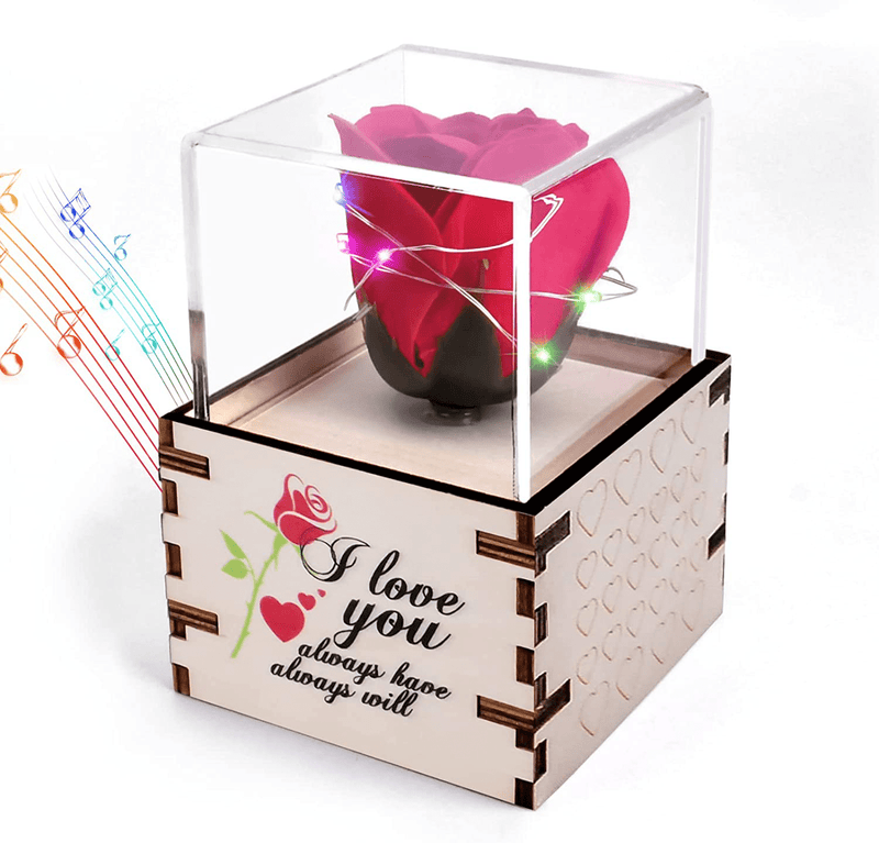 Valentines Day Gifts for Her Preserved Real Rose LED Music Box Birthday Gifts for Women Girlfriend Wife Mom - You Are My Sunshine Wooden Laser Engraved Music Box Gifts for Mothers Day/Anniversary Home & Garden > Decor > Seasonal & Holiday Decorations FilmHoo   