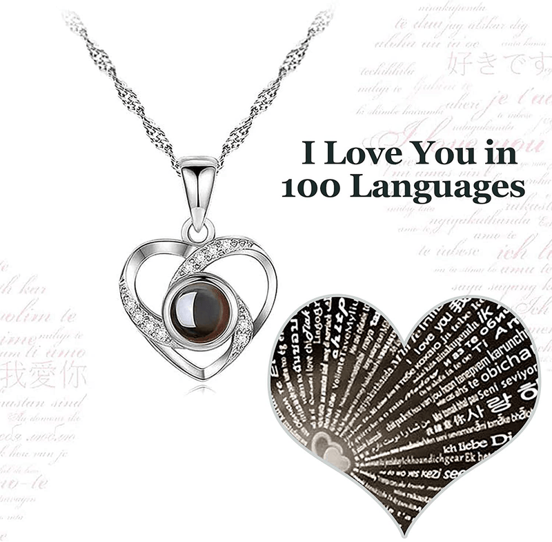 Valentines Day Gifts for Her Preserved Real Rose with Heart Love You 925 Sterling Silver Necklace in 100 Languages- Birthday Gifts for Women Wife Girlfriend Mom Grandma on Mothers Day/Anniversary Home & Garden > Decor > Seasonal & Holiday Decorations FilmHOO   