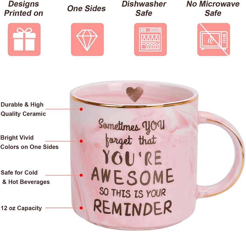 Valentines Day Gifts for Her Wife Girlfriend Women from Husband Boyfriend,12 Oz Pink Ceramic Coffee Mug for Mom Sister Teacher Best Friend, Valentine'S Day,Mothers Day,Birthday,Anniversary Presents