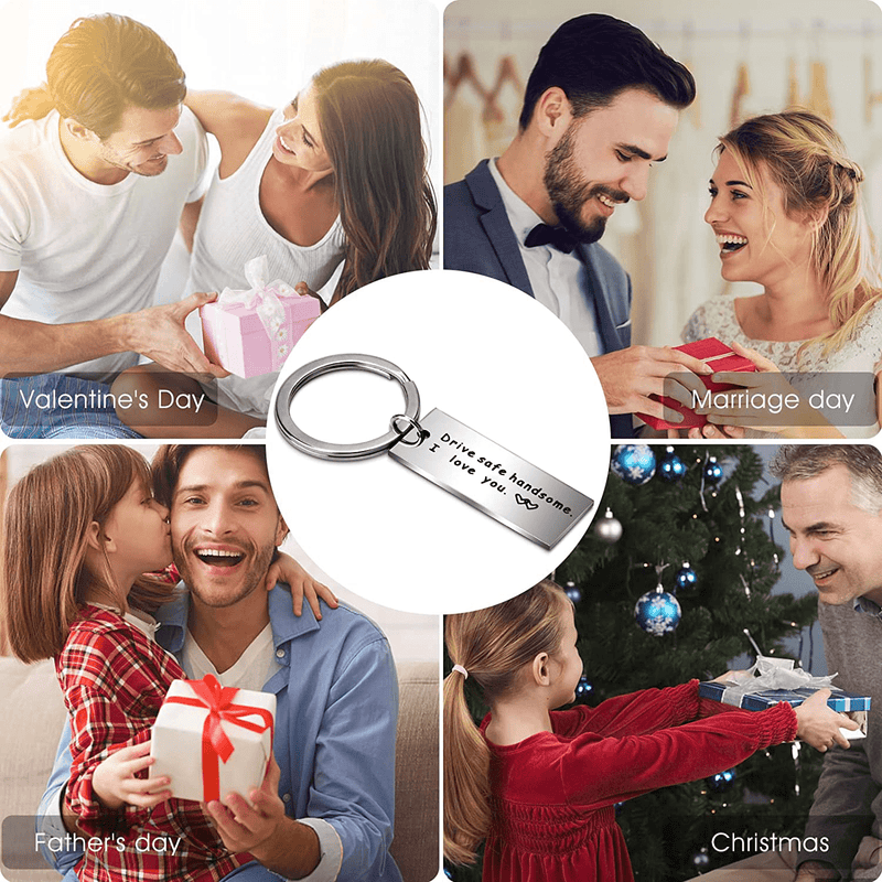 Valentines Day Gifts for Him Boyfriend Husband from Wife , Drive Safe Handsome Keychain Mens Valentines Gifts for Trucker Fathers Day Birthday Anniversary Christmas Gift for Men Dad
