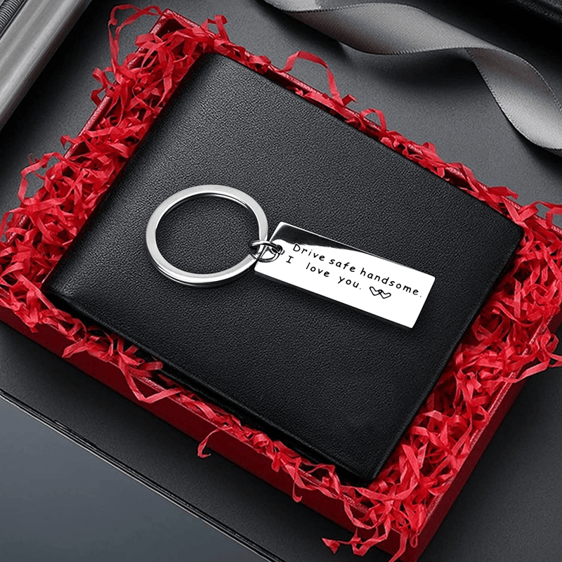 Valentines Day Gifts for Him Boyfriend Husband from Wife , Drive Safe Handsome Keychain Mens Valentines Gifts for Trucker Fathers Day Birthday Anniversary Christmas Gift for Men Dad