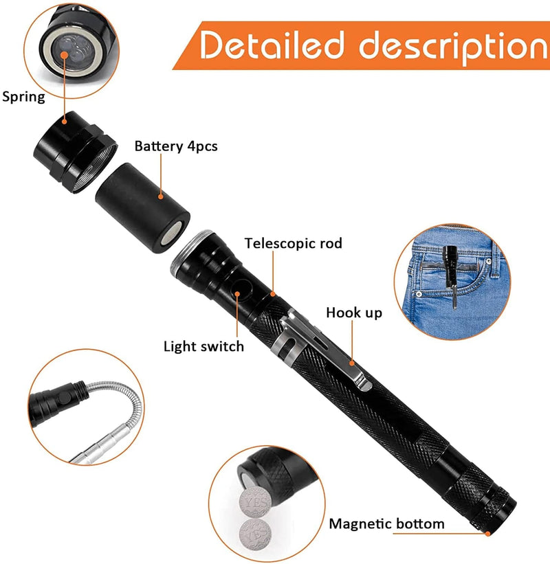 Valentines Day Gifts for Him Boyfriend Magnetic Pickup Tool with LED Telescoping Magnet Flashlight Pickup Stick Gadget Valentines Day Birthday Fathers Day Gift for Him Men Husband Home & Garden > Decor > Seasonal & Holiday Decorations KUCHEY   