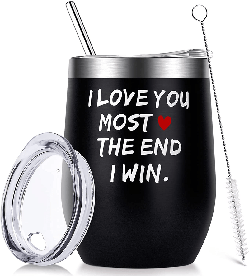 Valentines Day Gifts for Him Husband Boyfriend Men - 12 Oz Wine Tumbler with Straws,Lids - Funny Gifts for Her Wife Girlfriend Women, Presents Ideas for Valentines Day,Xmas,Birthday,Dating,Anniversary Home & Garden > Decor > Seasonal & Holiday Decorations RioGree   