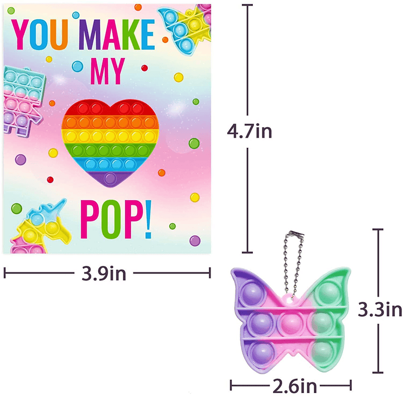 Valentines Day Gifts for Kids - 24 Valentines Cards with Pop Bubbles Bulk- Valentine Exchange for Girls Boys School Class Classroom Fidget Toys Party Favors Home & Garden > Decor > Seasonal & Holiday Decorations 3 years and up   
