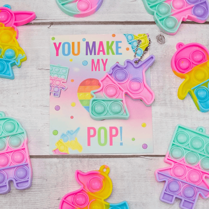 Valentines Day Gifts for Kids - 24 Valentines Cards with Pop Bubbles Bulk- Valentine Exchange for Girls Boys School Class Classroom Fidget Toys Party Favors