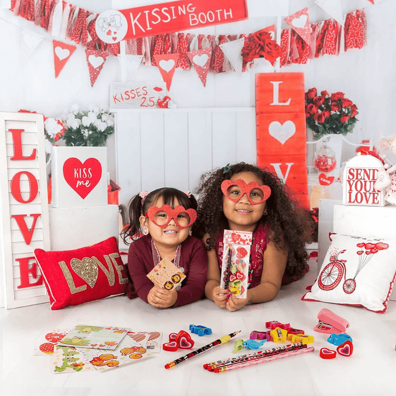 Valentines Day Gifts for Kids Classroom - 28 Packs Super Value Valentines Stationery Kit, Valentines Cards, Valentines Pencils, Erasers, Pen Sharpeners,Pen Holders,Valentine Exchange Party Favors Toys Home & Garden > Decor > Seasonal & Holiday Decorations vanow   