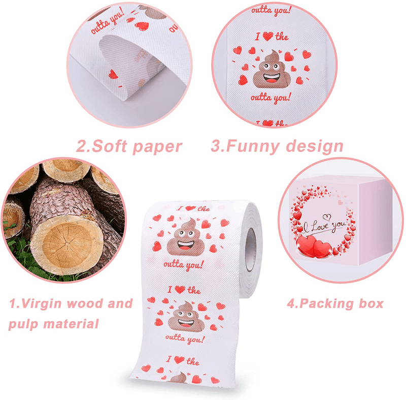 Valentines Day Gifts Novelty Toilet Paper,Valentines Day Gifts for Her/Him ,Valentine'S Day Decor for Party Supplies,Funny Gag Gift Idea for Men/Women Romantic Poop 3 Ply Tissue Paper on Anniversary
