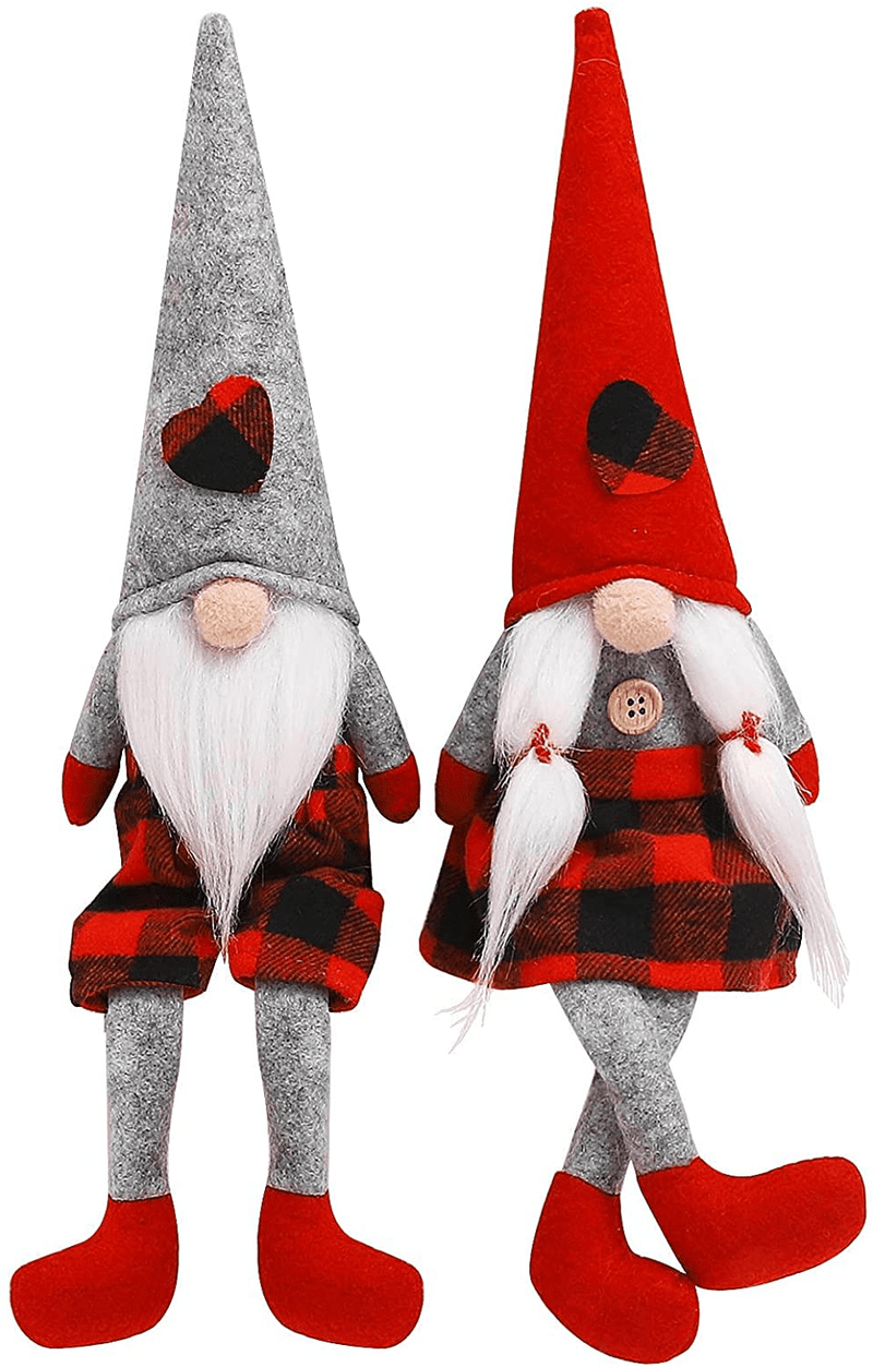 Valentines Day Gnomes Plush Decorations Set of 2, Handmade Mr and Mrs Scandinavian Swedish Tomte Elf Valentines Day Gnome Decorations for Indoor Home Kitchen Table Ornaments Gifts Home & Garden > Decor > Seasonal & Holiday Decorations CRCZK   
