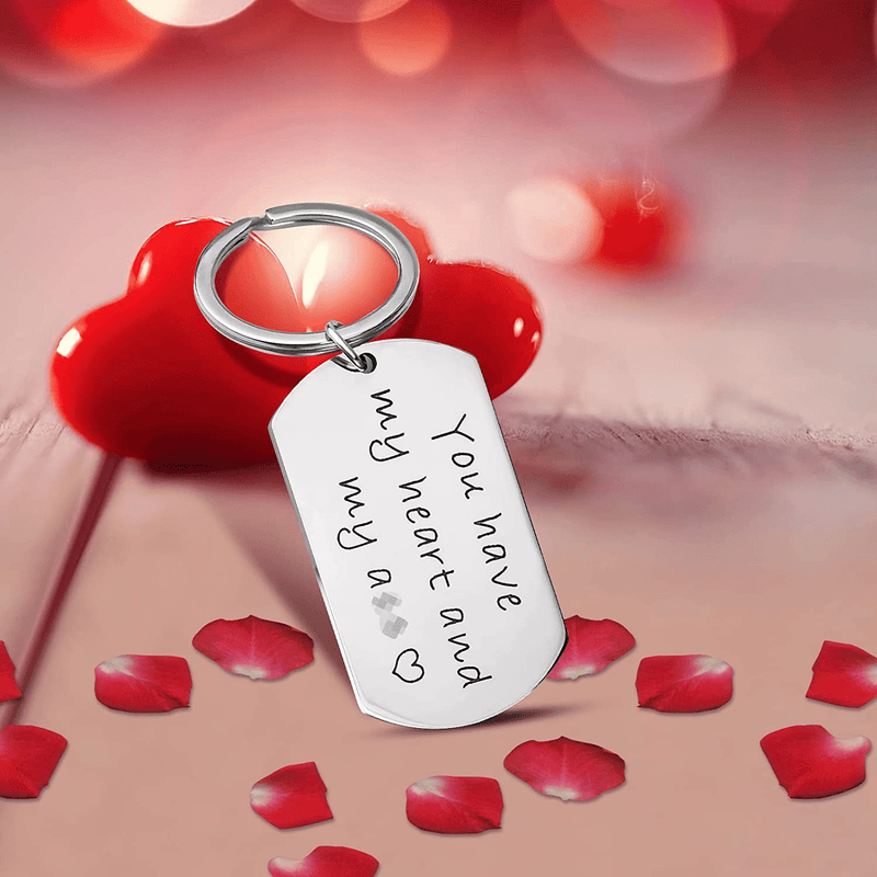 Valentines Day Keychain Gifts for Husband Boyfriend from Girlfriend Wife, Funny Keychain Gifts for Valentines Day Wedding Anniversary Birthday, Couple Pendent Keyring Gifts for Women Men Her Him