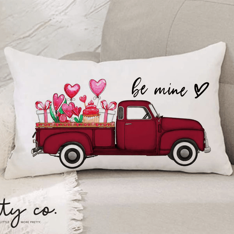 Valentines Day Pillow Covers 12X20 Be Mine for Birthday Gifts Truck Throw Pillow Cover Decorations Farmhouse Outdoor for Home Decor