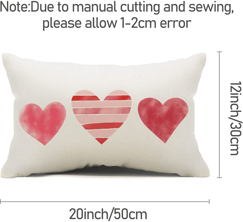 Valentines Day Pillow Covers 12X20 Pink Stripe Heart Valentines Day Pillows Holiday Lumbar Pillow Covers 12X20 Pillowcase for Home Decor Home & Garden > Decor > Seasonal & Holiday Decorations DFXSZ   