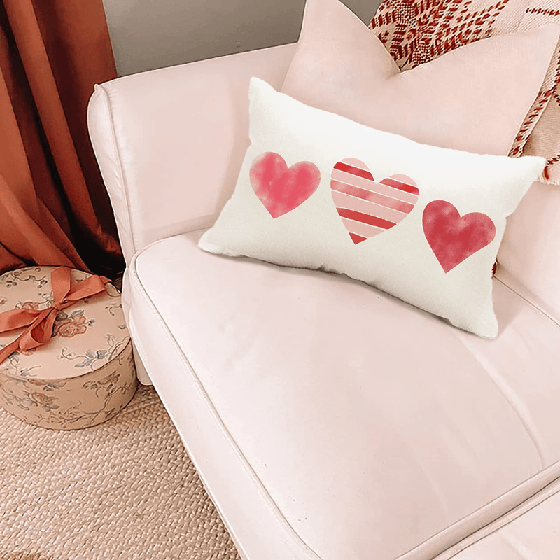 Valentines Day Pillow Covers 12X20 Pink Stripe Heart Valentines Day Pillows Holiday Lumbar Pillow Covers 12X20 Pillowcase for Home Decor Home & Garden > Decor > Seasonal & Holiday Decorations DFXSZ   