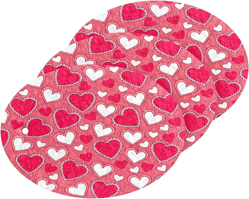Valentines Day Red Hearts Kitchen Sponges Pink Love Romantic Wedding Cleaning Dish Sponges Non-Scratch Natural Scrubber Sponge for Kitchen Bathroom Cars, Pack of 3