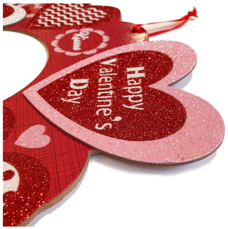 Valentines Day Red Wooden Heart Glitter Wreath Wall Plaques Decor Decorations Door Home Hanger for the Home Front Door outside Farmhouse Room Romantic Love Long Distance Relationships- Pack of 3 Home & Garden > Decor > Seasonal & Holiday Decorations NONE   