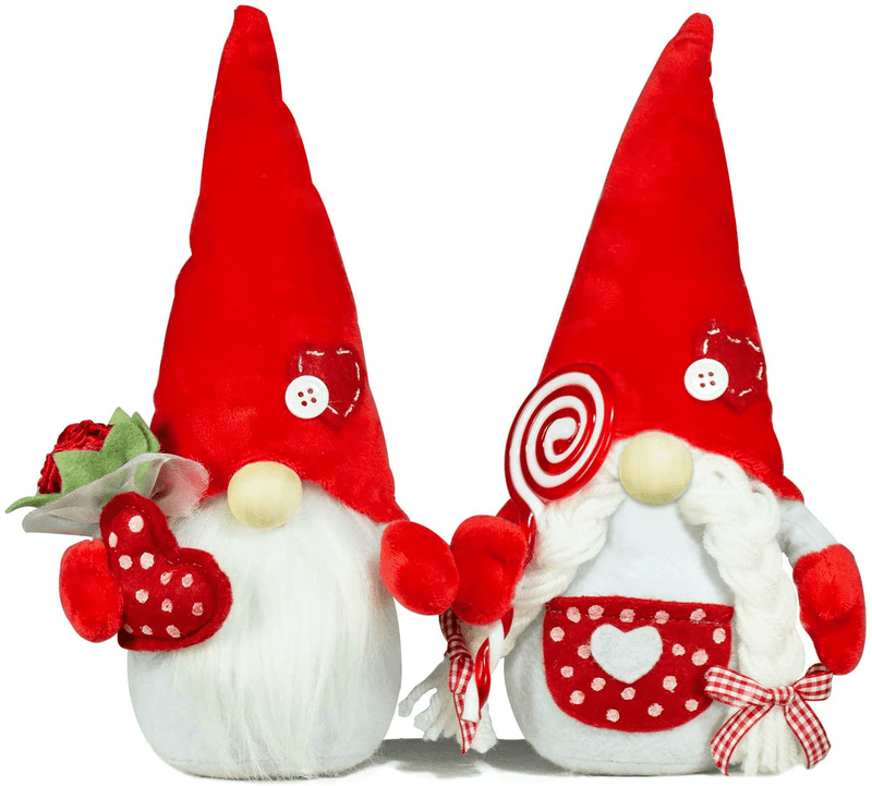 Valentines Day Romantic Couple Gnomes Decor Swedish Tomte Gnomes 2PCS Scandinavian Gnomes Decorations Desktop Collectible Home Ornament Love for Men/Women Home & Garden > Decor > Seasonal & Holiday Decorations BWFY   