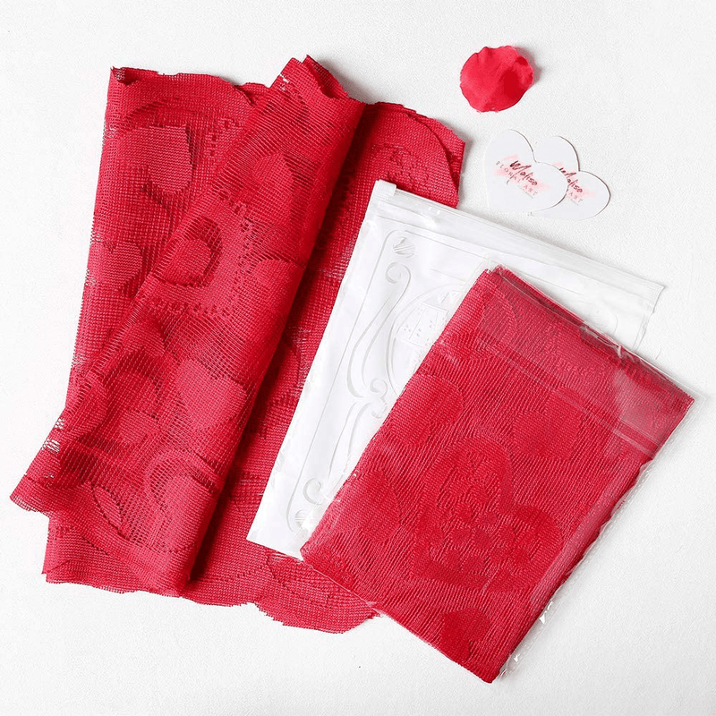 Valentines Day Table Runner 2 Pieces 14X72 Inches Red Love Hearts Table Cover Lace Runners for Wedding Anniversary Party Dinner Table Decorations Home & Garden > Decor > Seasonal & Holiday Decorations SoarDream   