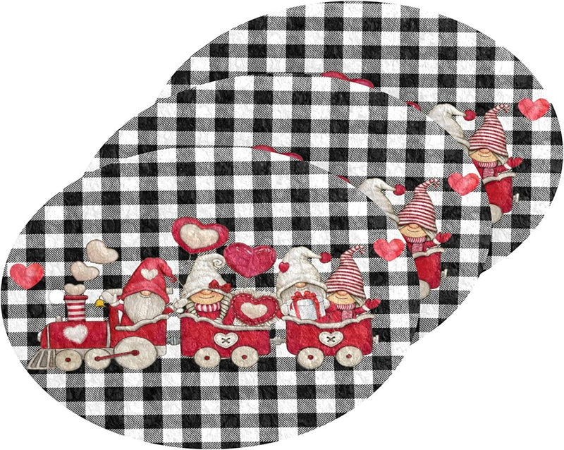 Valentines Gnome Truck Kitchen Sponges Love Heart Buffalo Plaid Cleaning Dish Sponges Non-Scratch Natural Scrubber Sponge for Kitchen Bathroom Cars, Pack of 3 Home & Garden > Household Supplies > Household Cleaning Supplies Eionryn   