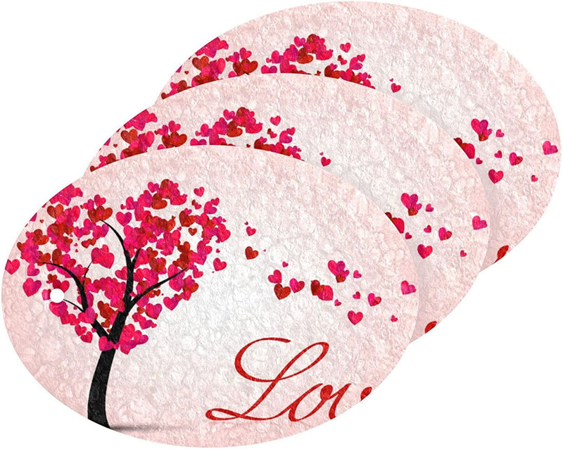 Valentines Heart Tree Kitchen Sponges Romantic Love Cleaning Dish Sponges Non-Scratch Natural Scrubber Sponge for Kitchen Bathroom Cars, Pack of 3 Home & Garden > Household Supplies > Household Cleaning Supplies Eionryn   